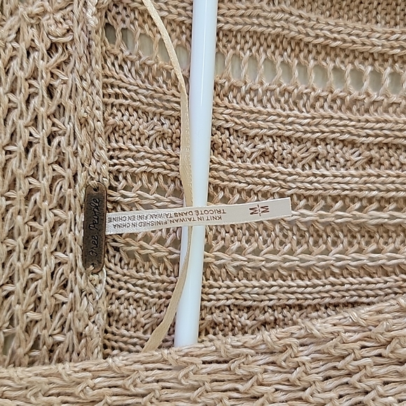 Free People Long Button Down Tan Caramel Waterfall Women Cardigan Sweater Size M - Picture 9 of 15